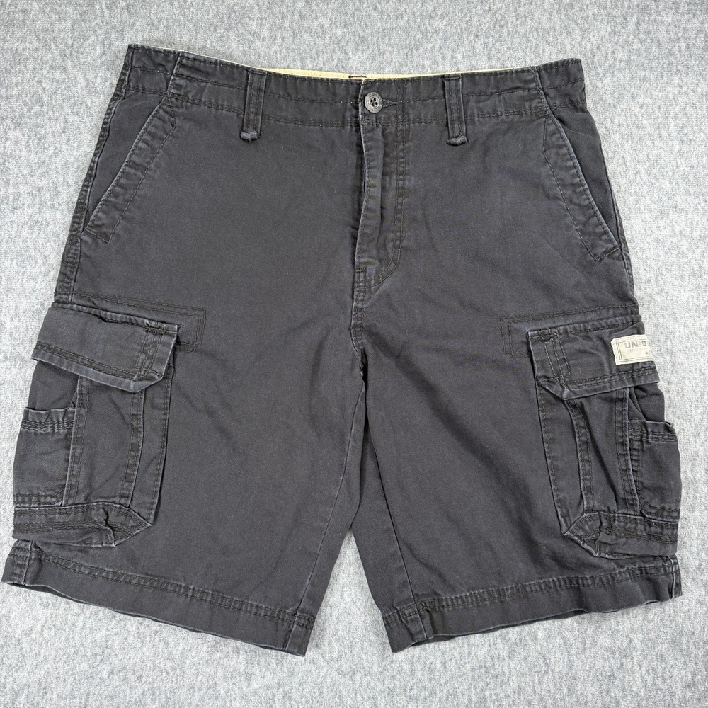 Union‎ Bay Cargo Shorts Men's 32 Black Long Baggy Cotton Y2K 10 Inch Inseam